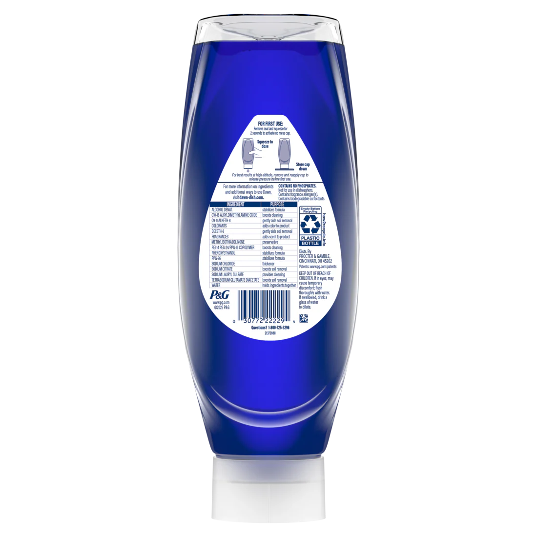 Dawn Platinum Ez Squueze Dish Soap Dishwashing Liquid Tough Grease Removal Fresh Rain - 24oz/8pk - Image 2