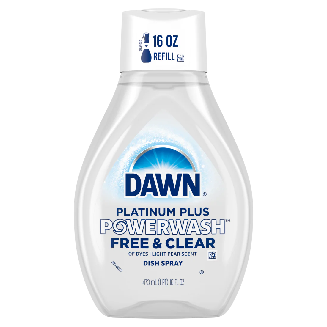 Dawn Powerwash Free & Clear Spray Dish Soap Dishwashing Liquid Light Pear Refill - 16oz/6pk