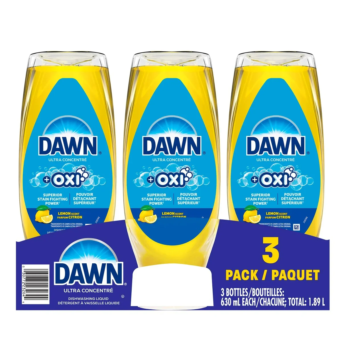Dawn Ultra + Oxi Dishwashing Liquid 630ml - (3x21.3)oz/1pk
