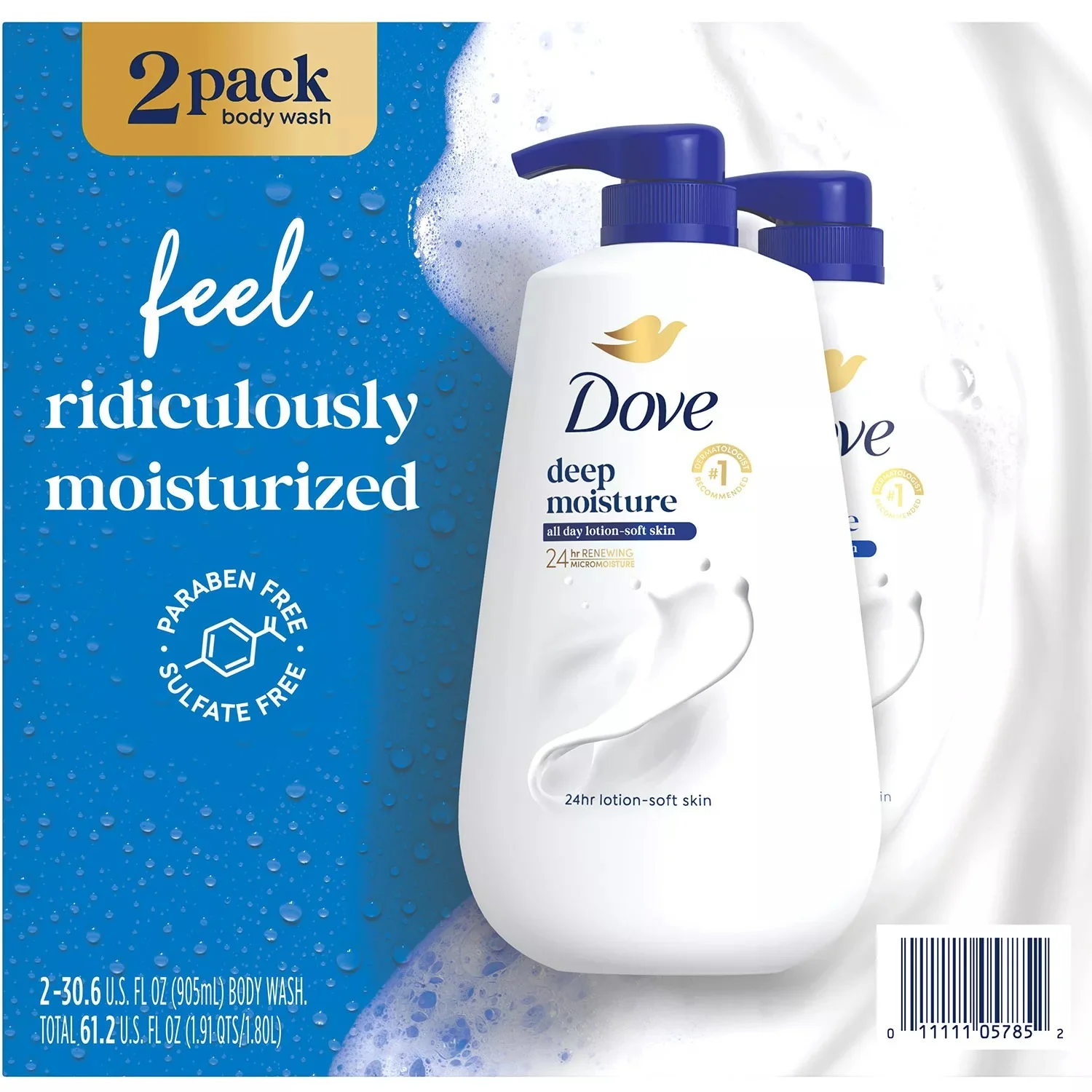 Dove Deep Moisture Renewing Body Wash - 30.6oz/2pk