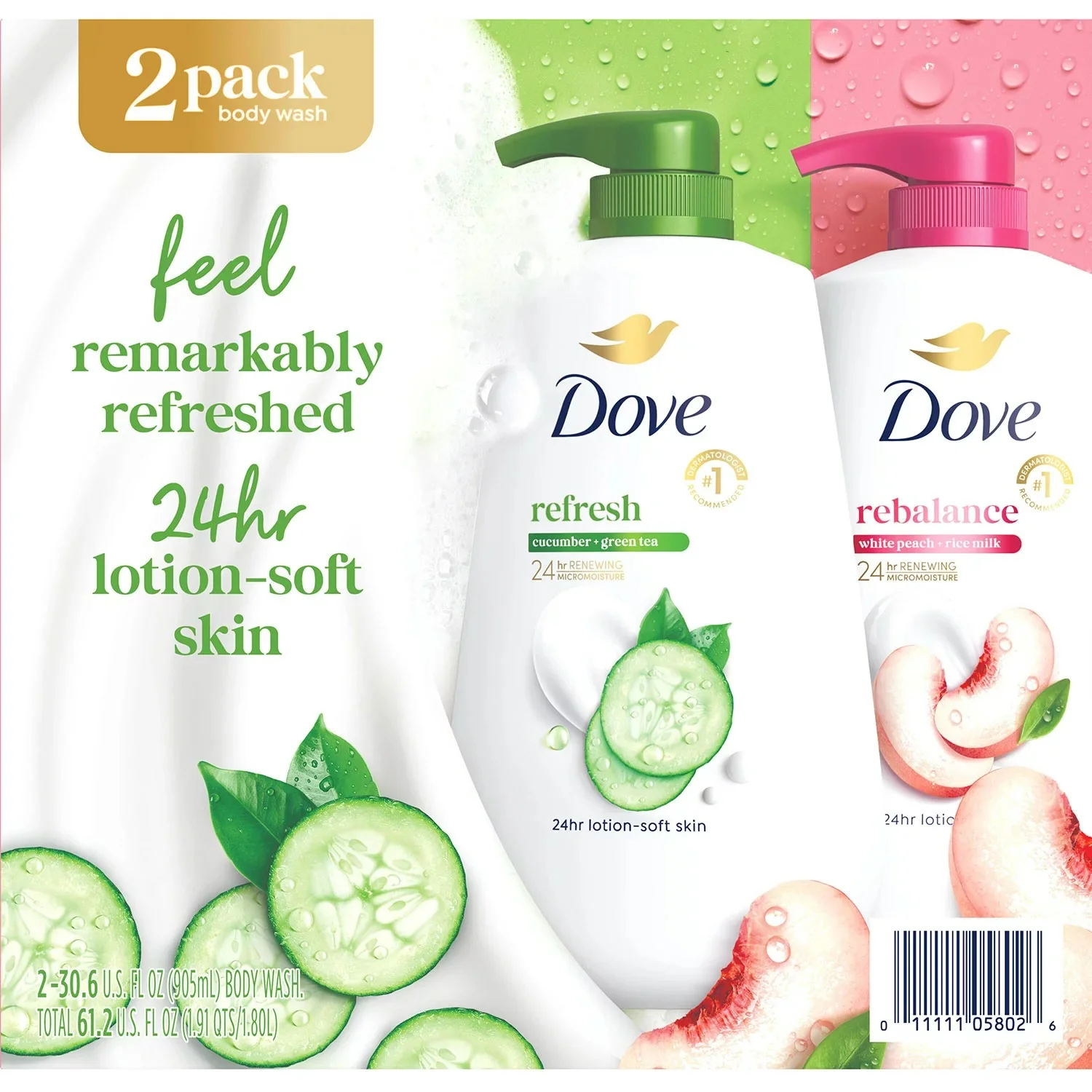 Dove Refresh & Rebalance Body Wash - 30.6oz/2pk