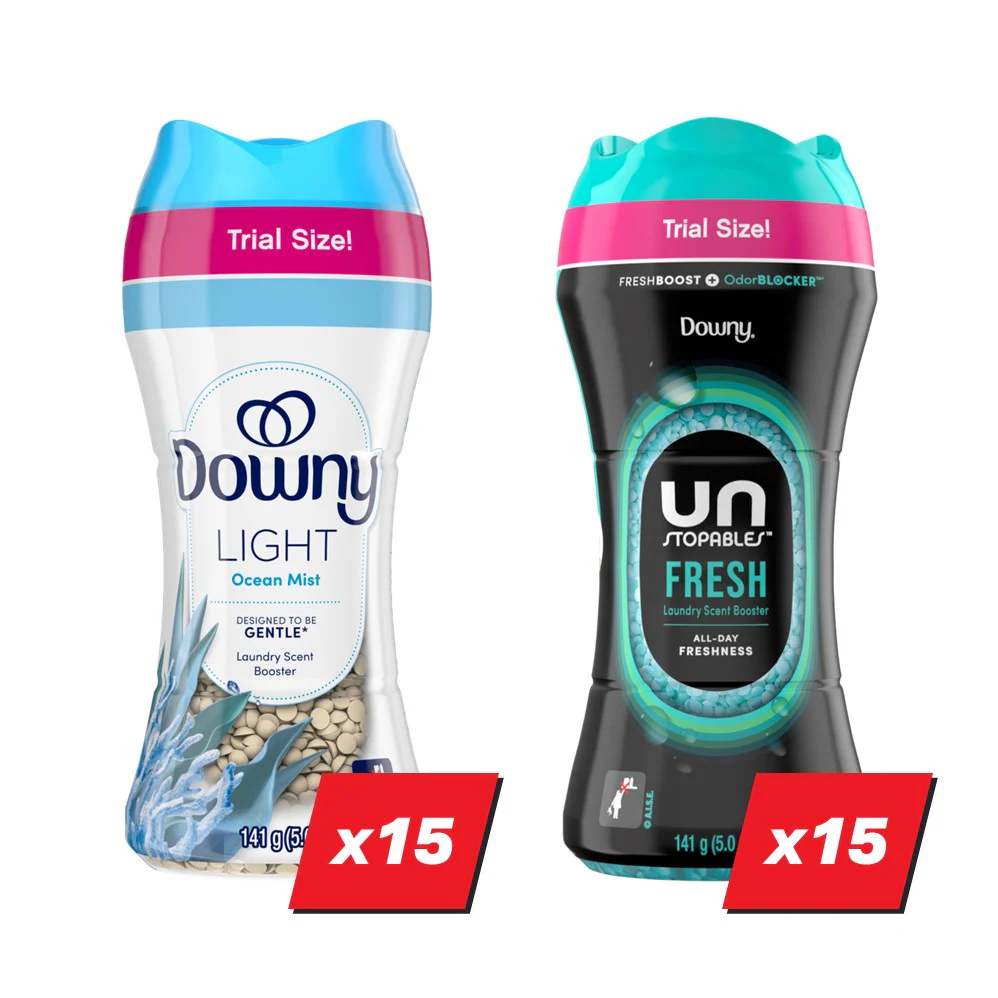 Downy Unstopables Scent Booster Beads Display (15x5.0oz Fresh; 15x5.0oz Light Ocean Mist) - 5.0oz/30pk - Image 2