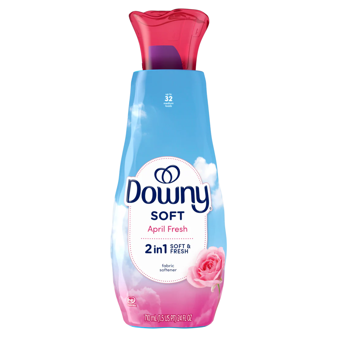 Downy Soft 2-in-1 Soft And Fresh Liquid Fabric Softener April Fresh 32 Loads Fabric Conditioner Liquid Provides Softness And Freshness For Fabrics - 24oz/4pk