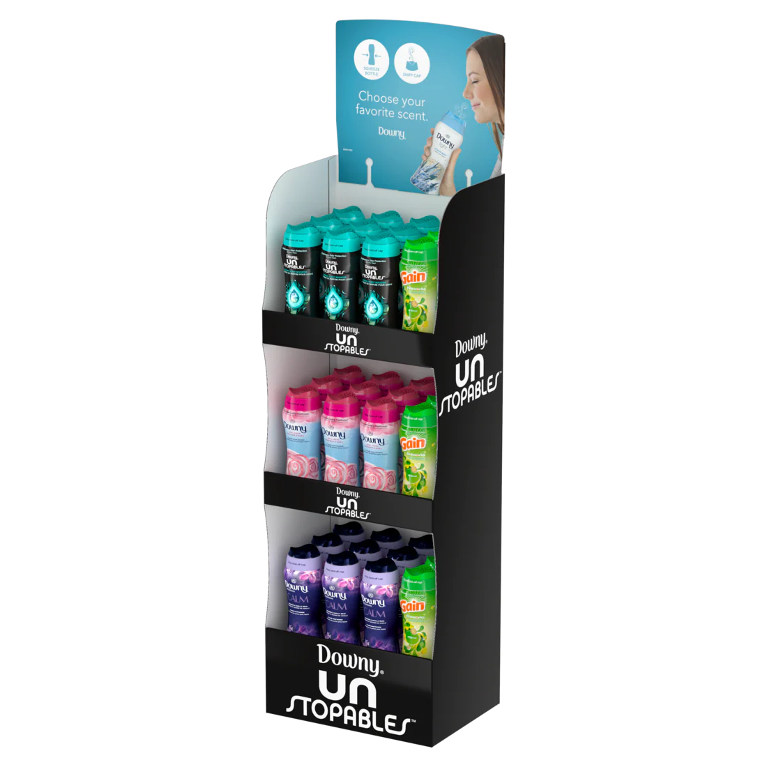 Downy & Gain Scent Booster Display Mix ( Gain Original 12.2oz/9ct , Downy Laveder&Vanilla 12.2oz/9ct , Downy Fresh 12.2oz/9ct , Downy April Fresh 12.2oz/9ct ) - 36pk