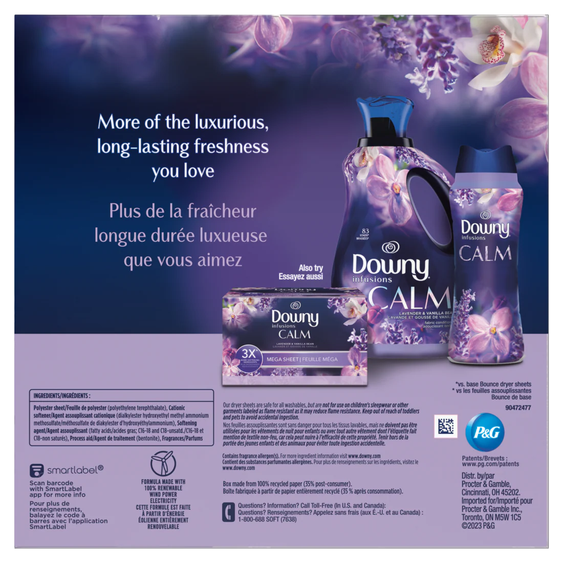 Downy Calm Mega Dryer Sheets Laundry Fabric Softener Lavender And Vanilla Bean - 130ct/3pk - Image 2
