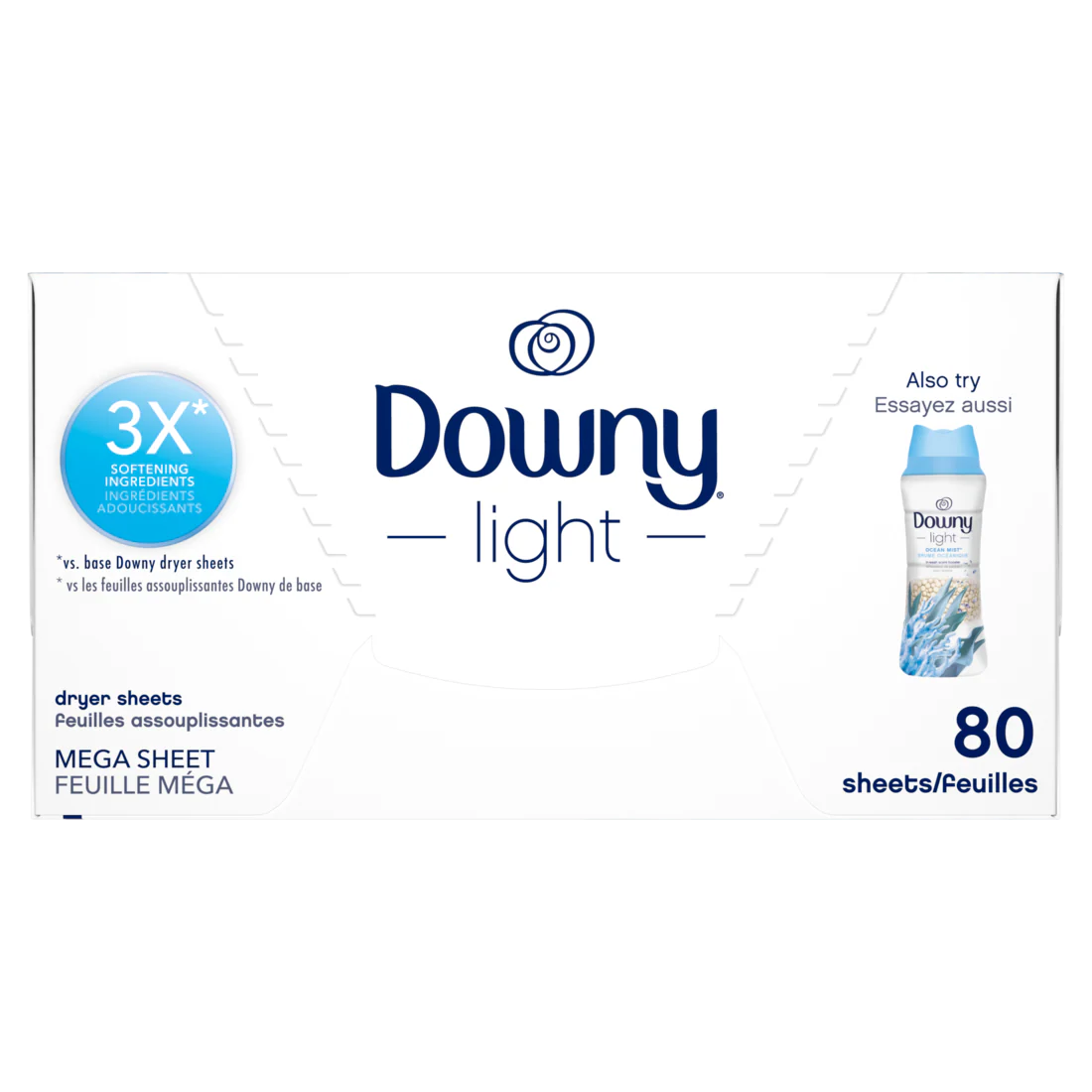 Downy Light Mega Dryer Sheets Fabric Softener Dryer Sheets Ocean Mist - 80ct/4pk - Image 2