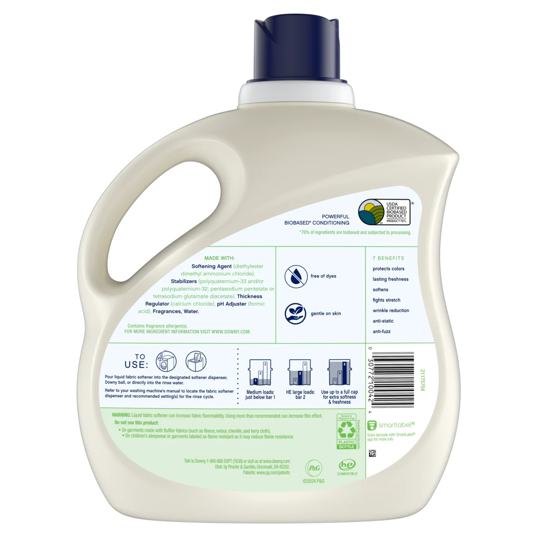 Downy Nature Inspired Soft Fabric Softener Liquid Rosewater And Aloe Scent 150 Loads Laundry Softener - 111oz/4pk - Image 2