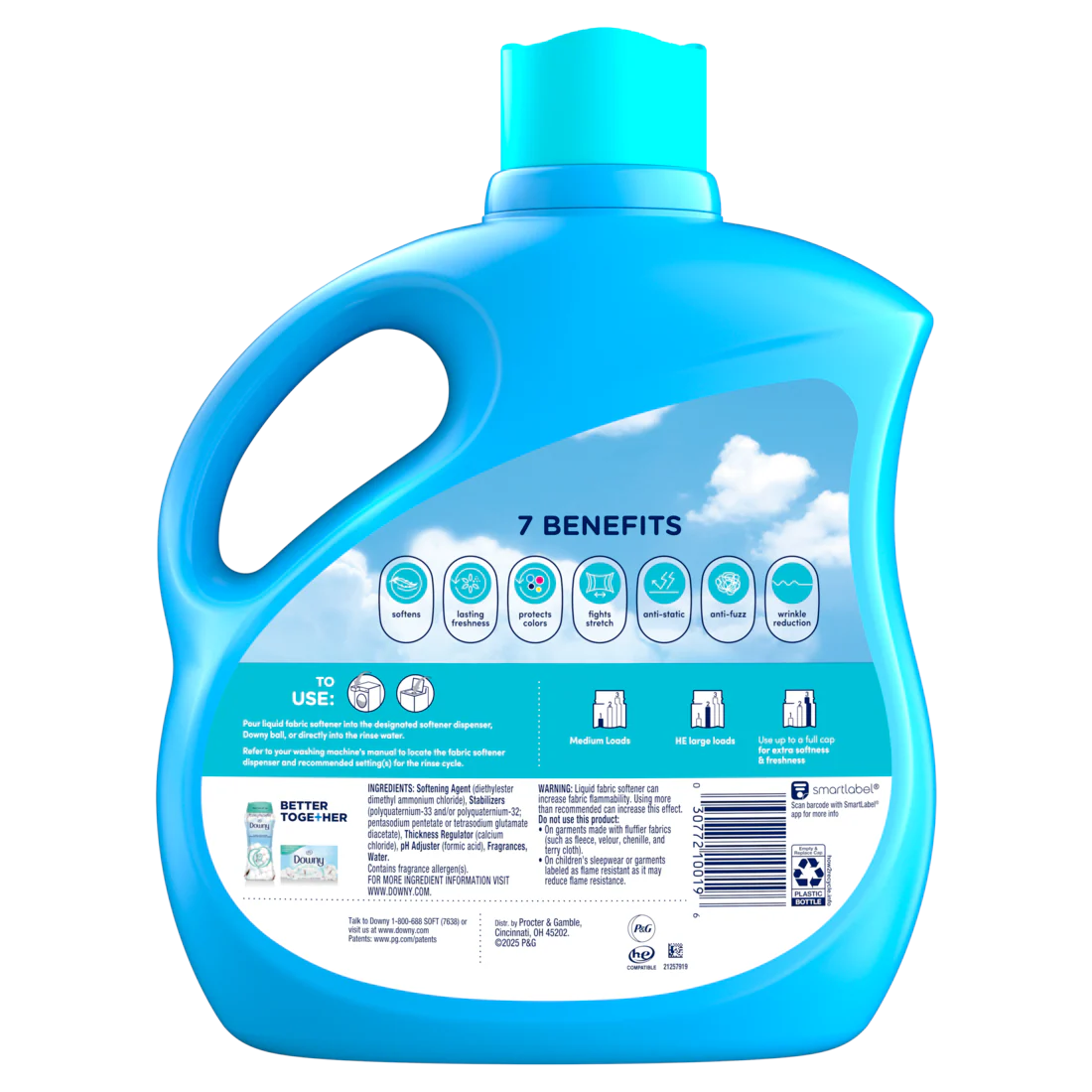 Downy Soft 2-in-1 Soft And Fresh Liquid Fabric Softener Cool Cotton 150 Loads Fabric Conditioner Liquid Provides Softness And Freshness For Fabrics - 111oz/4pk - Image 2