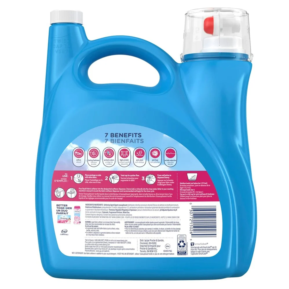Downy Soft Liquid Fabric Softener April Fresh 4.35L 251 Loads - 147oz/4pk - Image 2