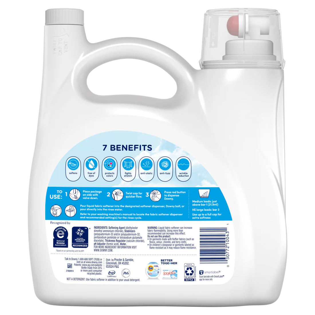 Downy Free & Gentle Liquid Fabric Softener 190 Loads Hypoallergenic Sensitive Skin Friendly Fabric Conditioner Liquid - 140oz/4pk - Image 2