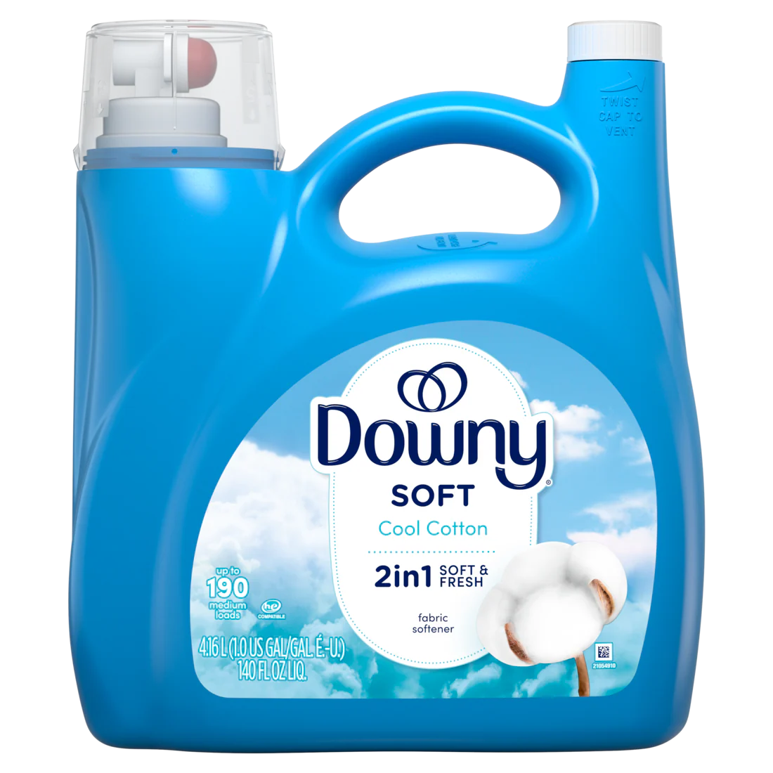Downy Soft 2-in-1 Soft And Fresh Liquid Fabric Softener Cool Cotton 190 Loads Fabric Conditioner Liquid Provides Softness And Freshness For Fabrics - 140oz/4pk