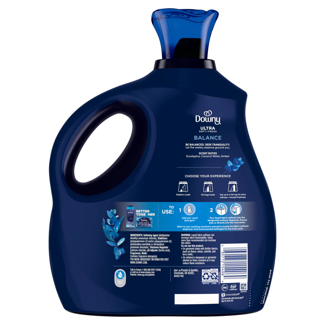Downy Ultra Soft Plus Fresh Fabric Softener Liquid Balance Crisp Rain & Blue Eucalyptus 138 Loads Downy Fabric Softener Laundry Softener - 93oz/4pk - Image 2