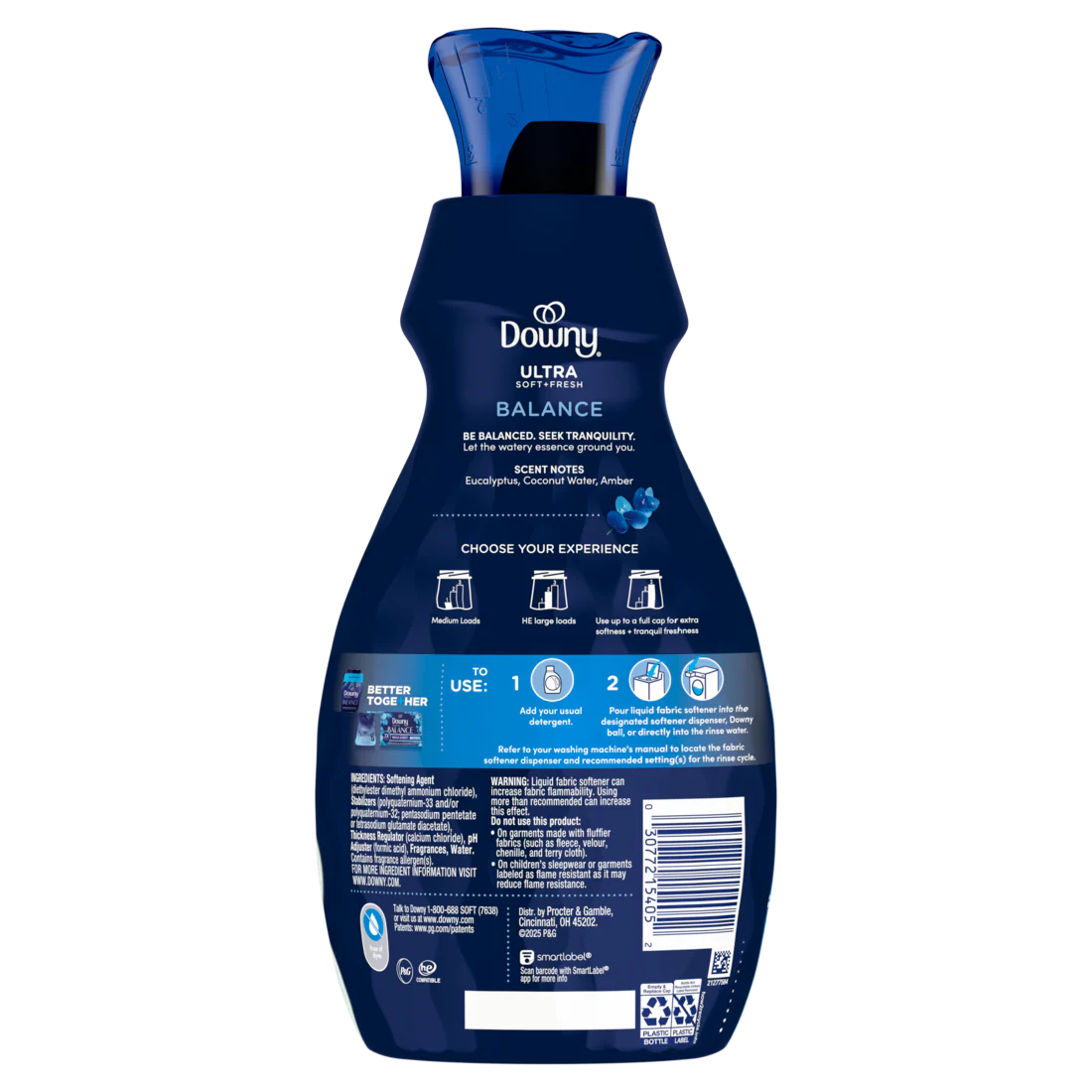 Downy Ultra Soft Plus Fresh Fabric Softener Liquid Balance Crisp Rain & Blue Eucalyptus 39 Loads Downy Fabric Softener Laundry Softener - 26oz/4pk - Image 2