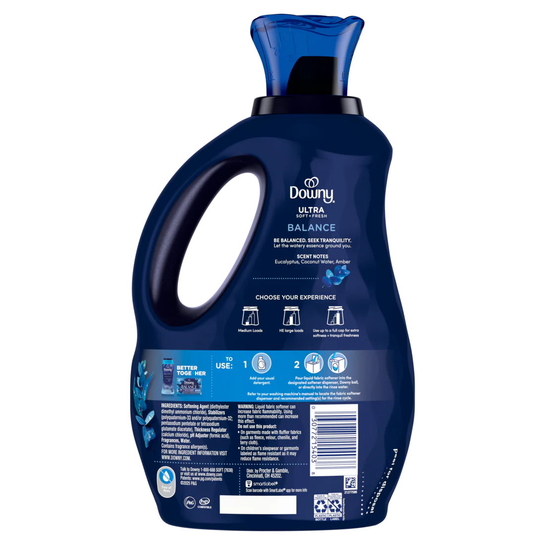Downy Ultra Soft Plus Fresh Fabric Softener Liquid Balance Crisp Rain & Blue Eucalyptus 83 Loads Downy Fabric Softener Laundry Softener - 56oz/4pk - Image 2