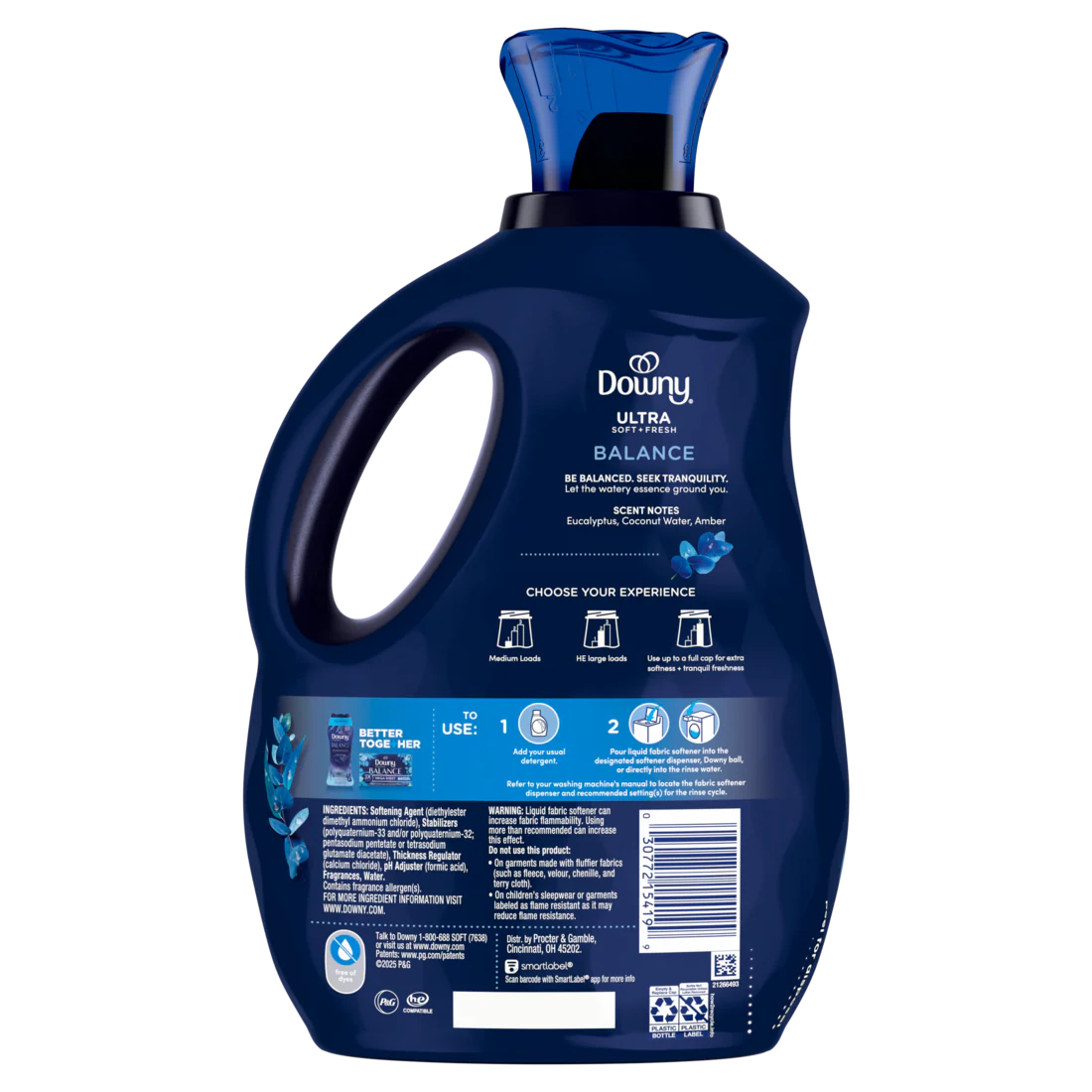 Downy Ultra Soft Plus Fresh Fabric Softener Liquid Balance Crisp Rain & Blue Eucalyptus 96 Loads Downy Fabric Softener Laundry Softener - 64oz/4pk - Image 2