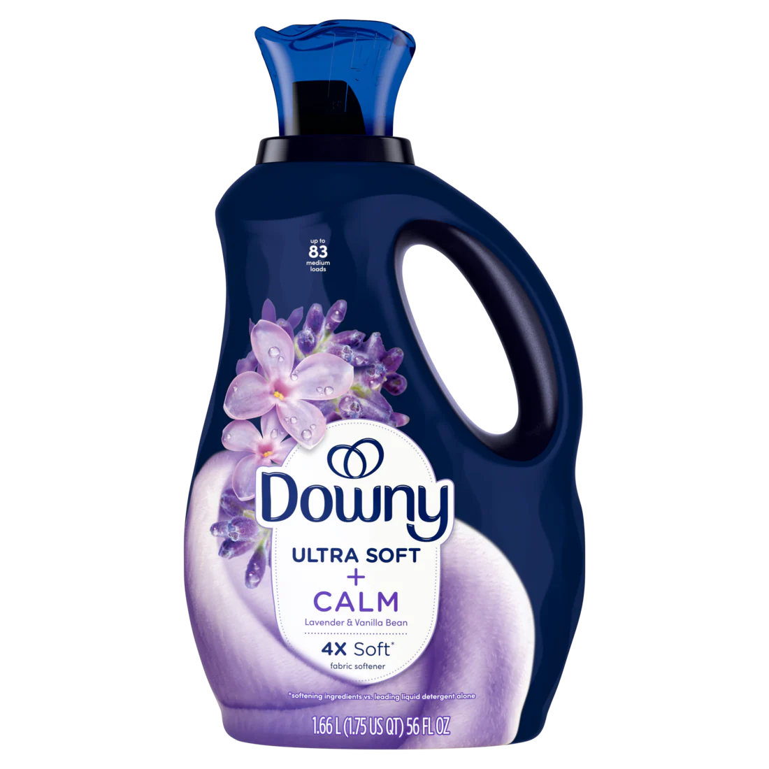 Downy Calm Fabric Softener Liquid Lavender And Vanilla Bean Scent 83 Loads 4X Freshness And Softness - 56oz/4pk