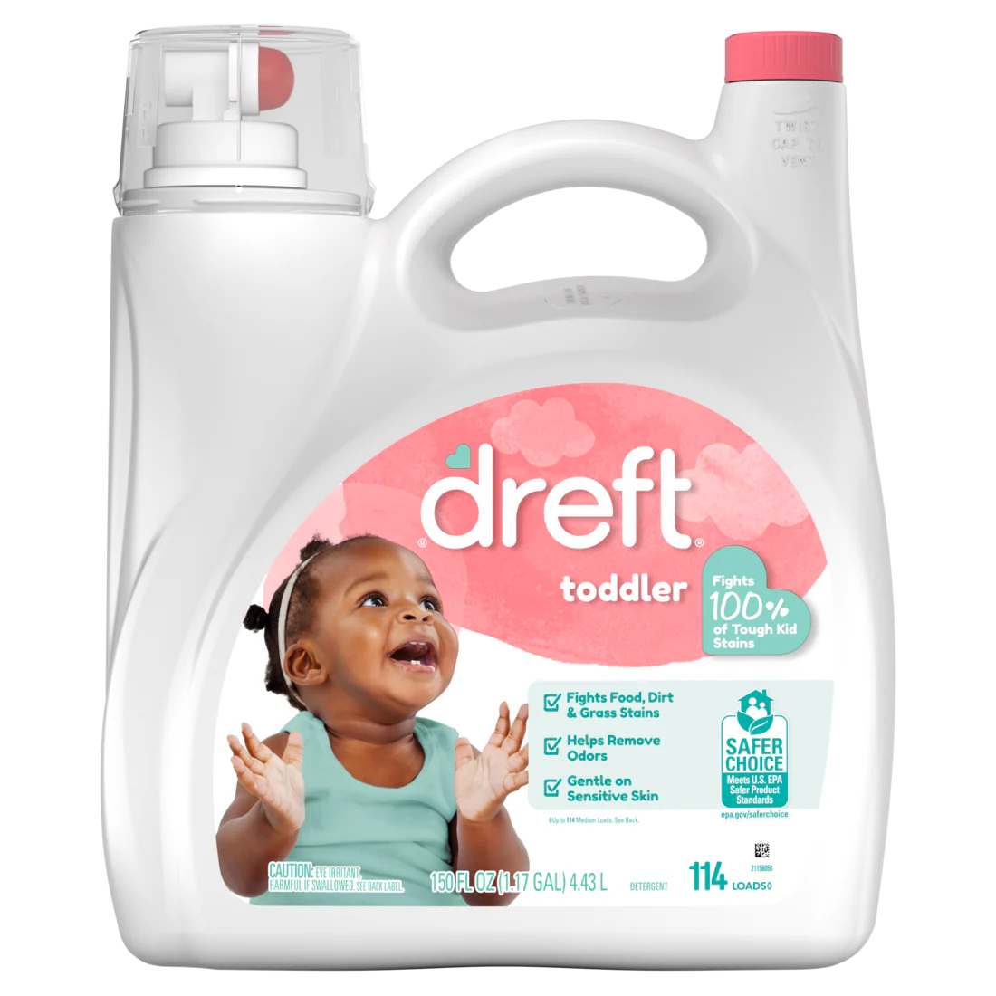 Dreft Stage 2 Active Baby Liquid Laundry Detergent Helps Remove 99% Of Baby Food Stains Hypoallergenic 114 Loads - 150oz/4pk