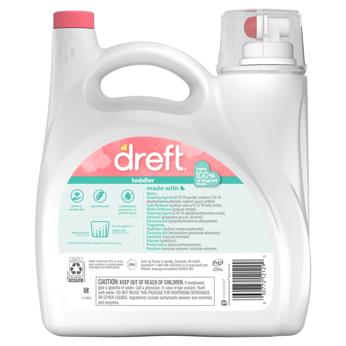 Dreft Stage 2 Active Baby Liquid Laundry Detergent Helps Remove 99% Of Baby Food Stains Hypoallergenic 114 Loads - 150oz/4pk - Image 2