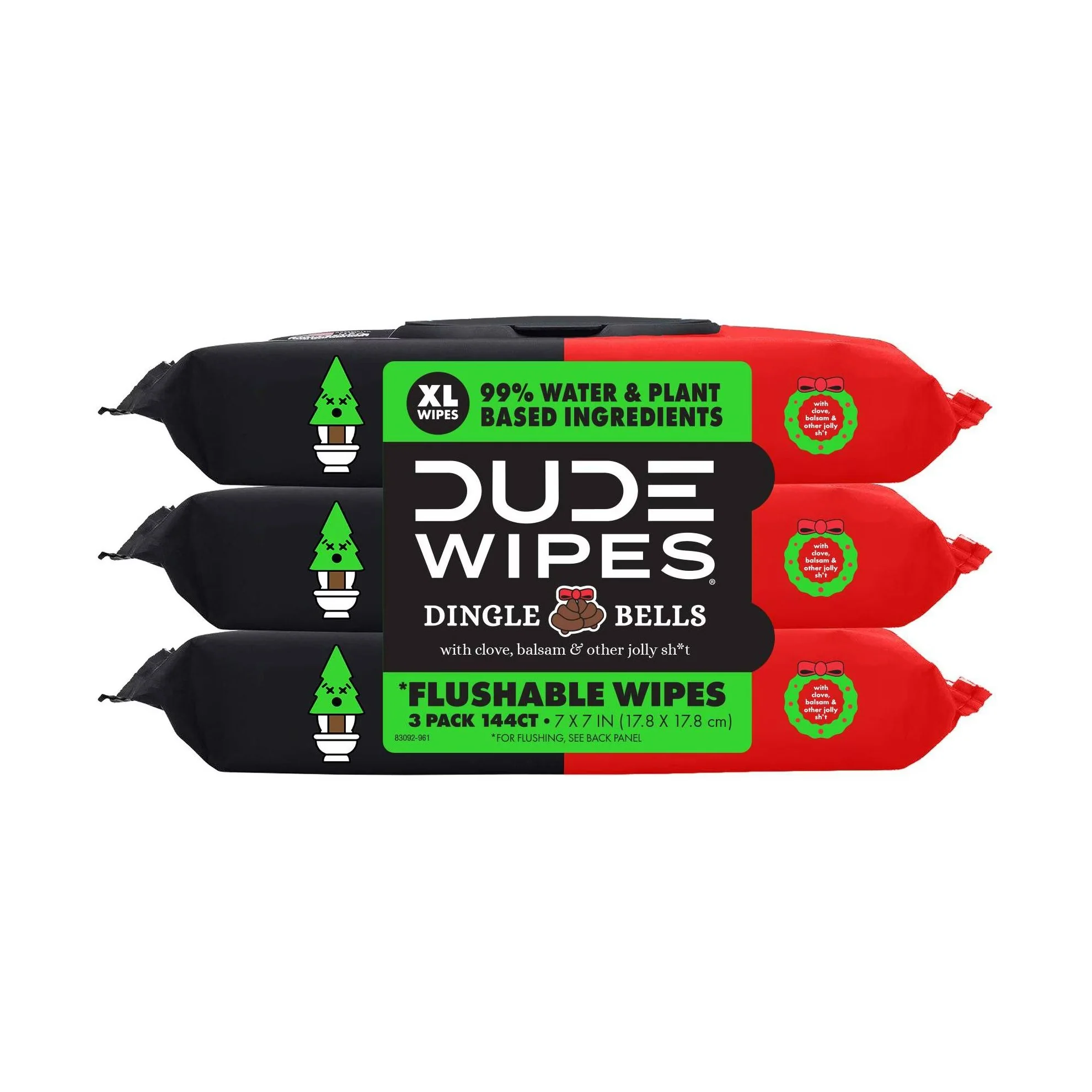 Dude Wipes Dingle Bells Flushable Wipes - (3x48)ct/4pk