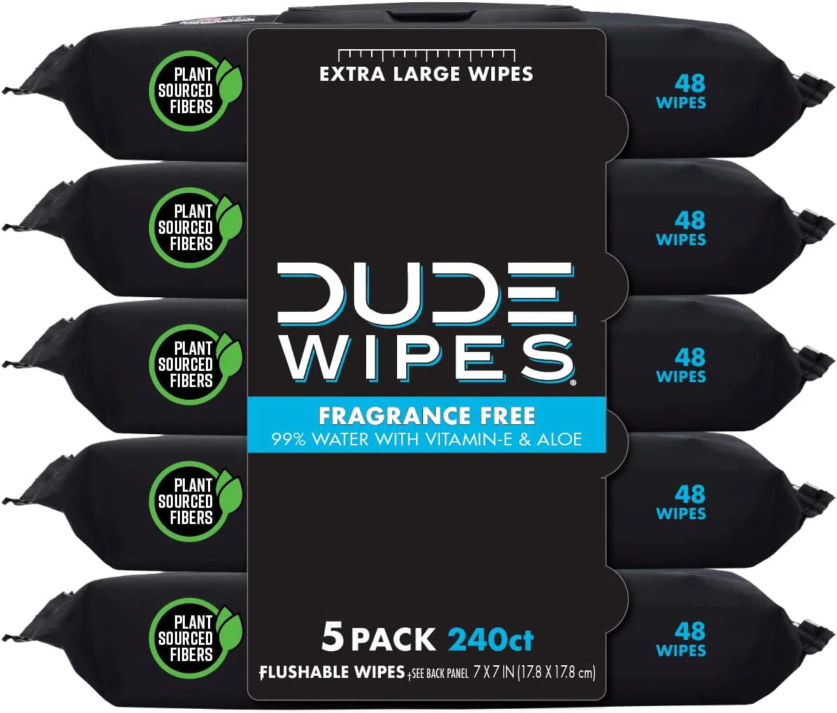 Dude Wipes Unscented Flushable Wipes - (5x48)ct/4pk