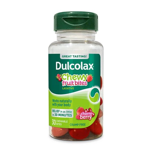 Dulcolax Chewy Fruit Bites Laxatives Cherry Berry Flavor - 30ct/24pk