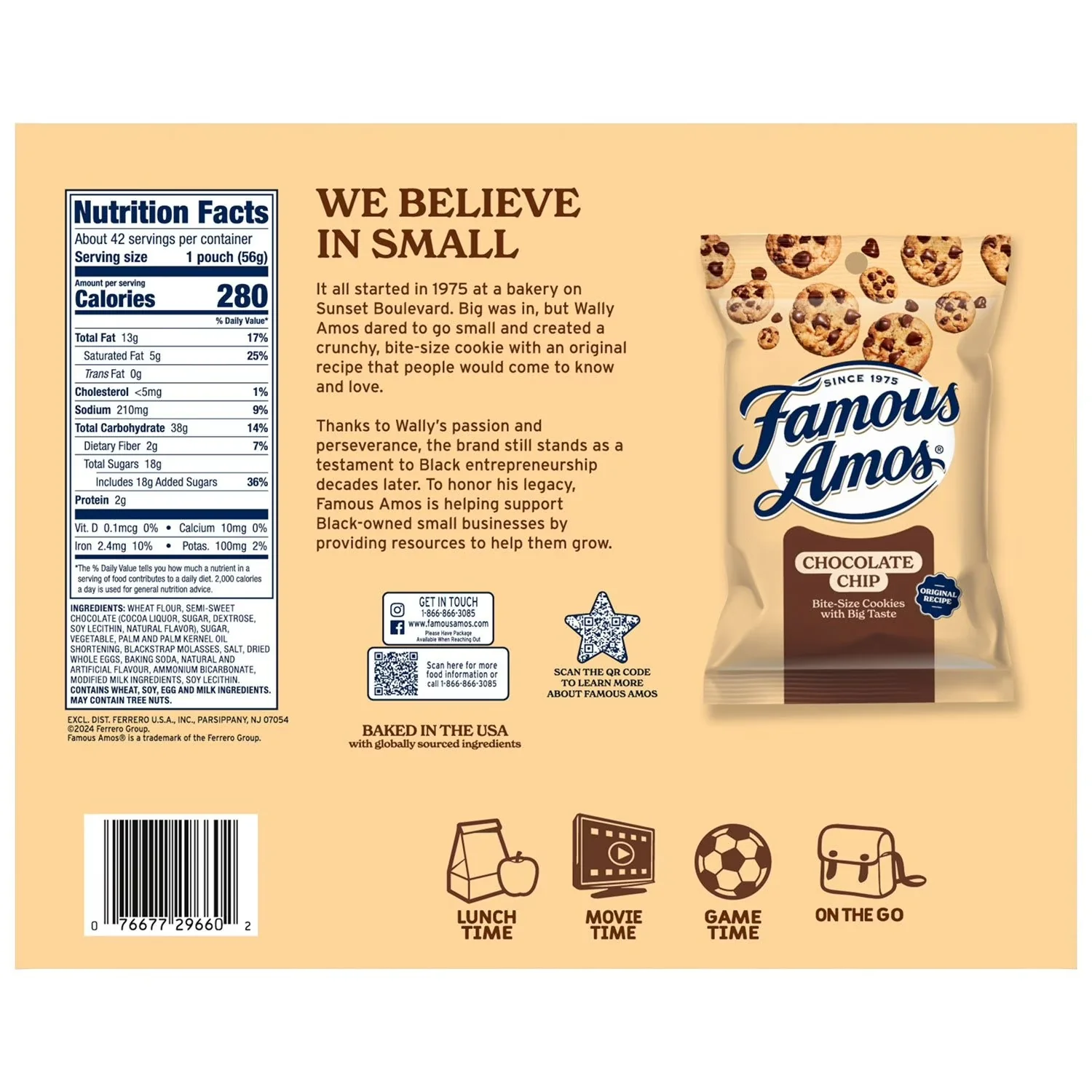 FAMOUS AMOS Double Chocolate Chip Cookies - 2oz Bags/42pk - Image 2