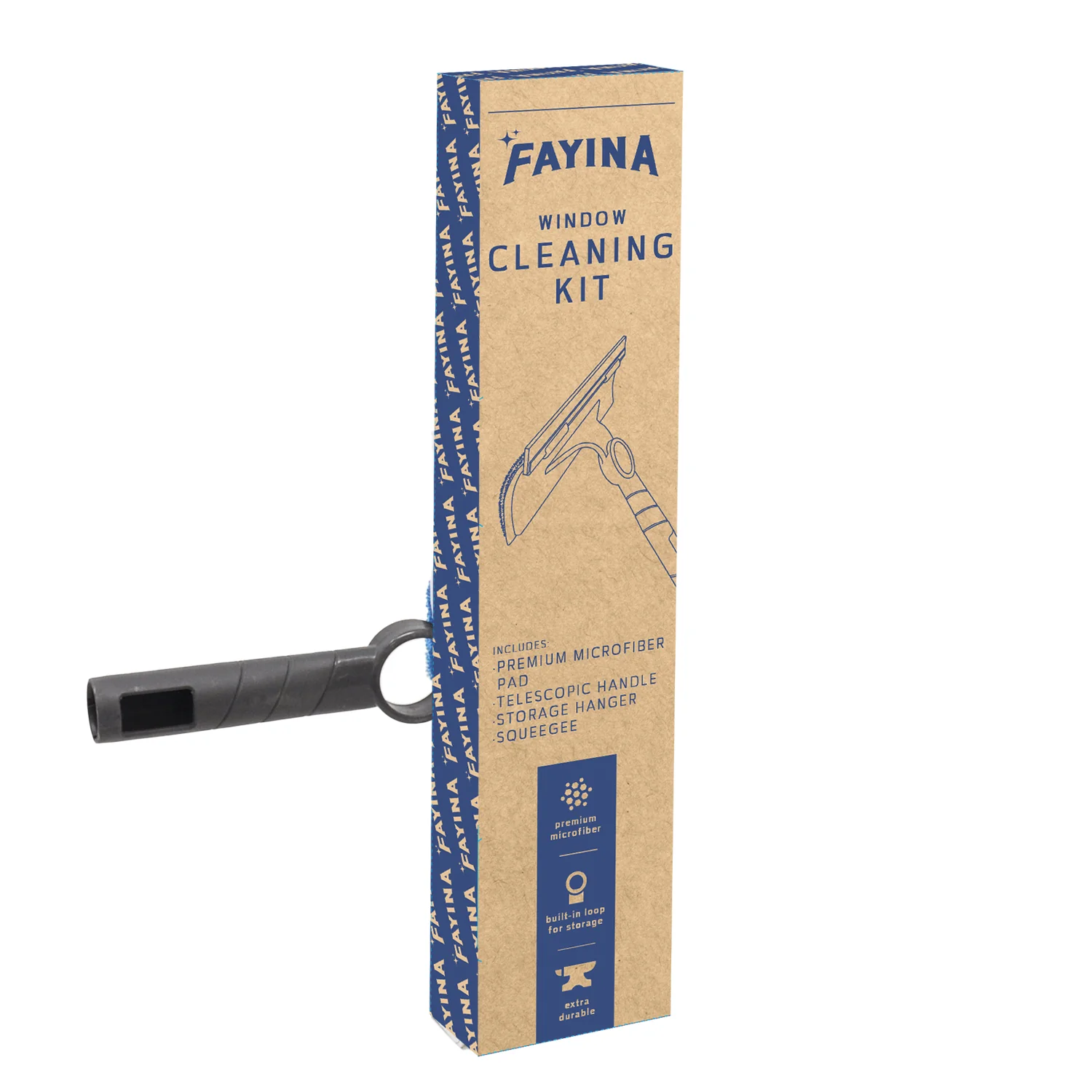 Fayina 2-in-1 Window Cleaner & Telescopic Handle Kit - 1ct/6pk