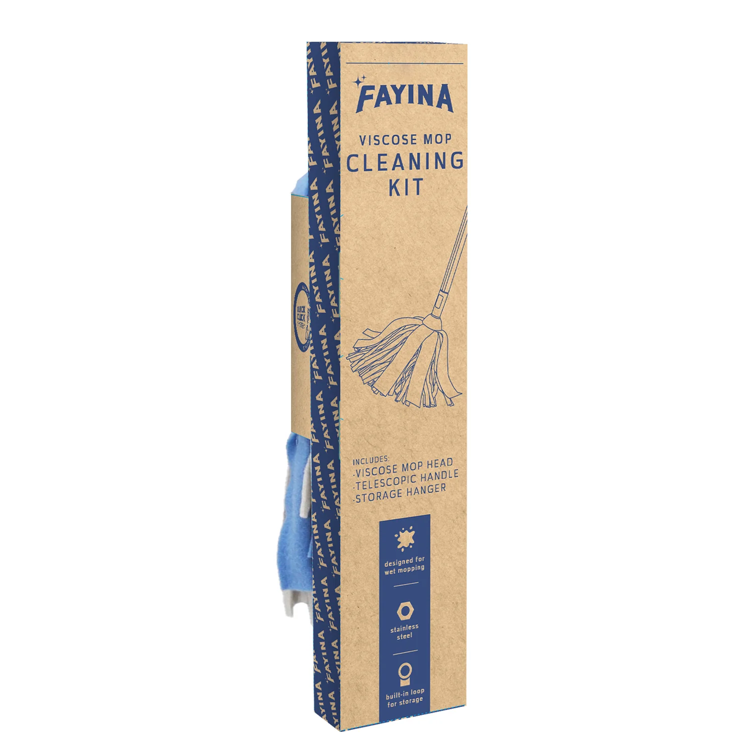 Fayina Viscose Mop Head & Telescopic Handle Kit - 1ct/6pk