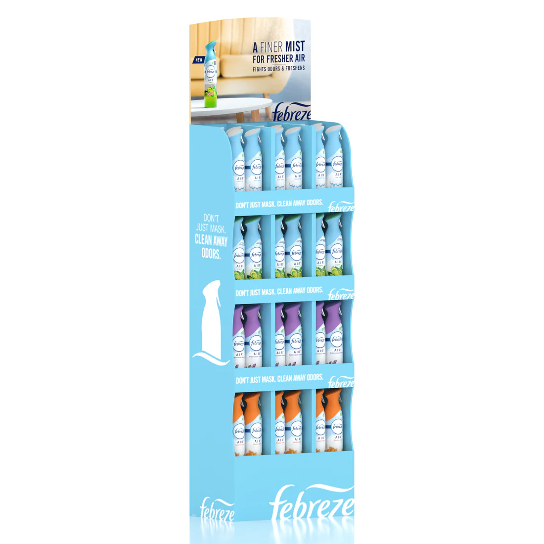 Febreze Aero Mix Floor Stand Display Gain Original Fresh, Linen & Sky, Hawaiian Aloha, Air Lavender - 8.8oz/48ct - Image 2