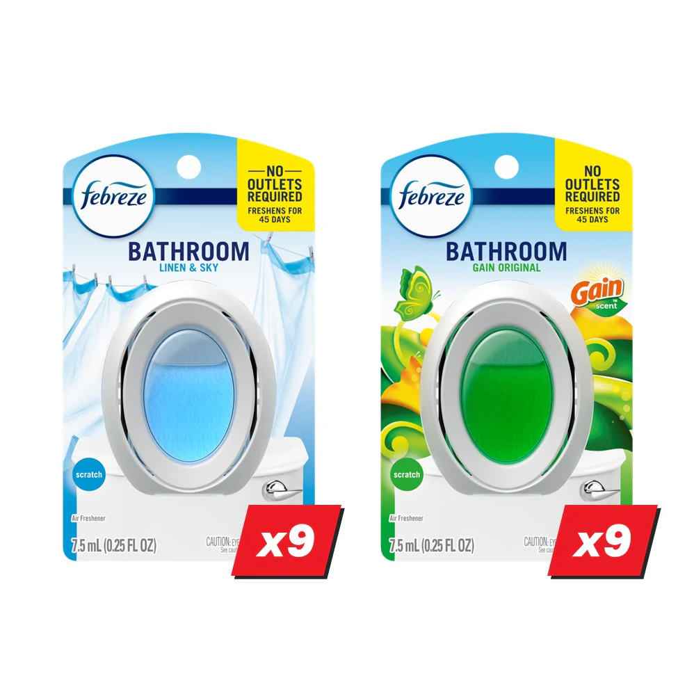 Febreze Air & Bathroom Freshener Display (9x0.25oz Linen & Sky Bath; 9x0.25oz Gain Original Bath; 12x8.1oz Gain Original Air; 12x8.1oz Linen & Sky Air; 12x8.1oz Twilight Lavender Air) - (0.25-8.1)oz/54pk - Image 2