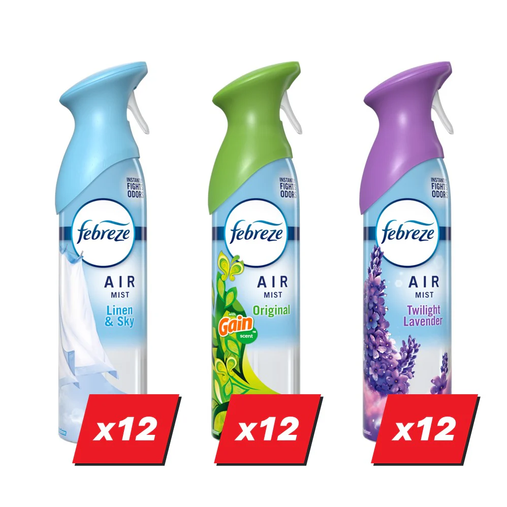 Febreze Air & Bathroom Freshener Display (9x0.25oz Linen & Sky Bath; 9x0.25oz Gain Original Bath; 12x8.1oz Gain Original Air; 12x8.1oz Linen & Sky Air; 12x8.1oz Twilight Lavender Air) - (0.25-8.1)oz/54pk - Image 3