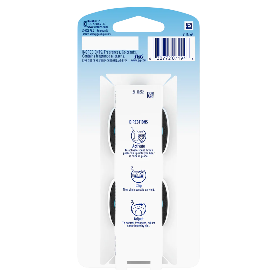 Febreze Auto Air Freshener Odor-Fighting Automotive Vent Clip Cedar Scent - (2x0.07)oz/8pk - Image 2
