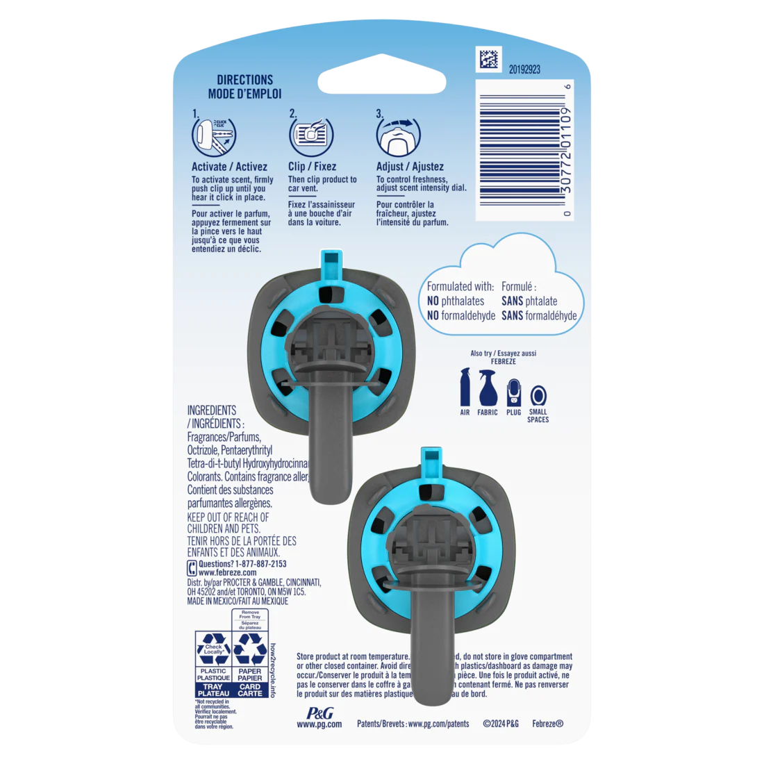 Febreze Car Air Freshener Odor-Fighting Automotive Vent Clip Gain Original Scent - (2x0.07)oz/8pk - Image 2