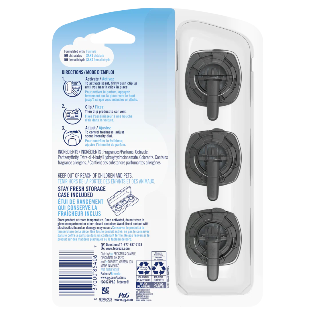 Febreze Car Odor-Fighting Car Freshener Vent Clip Gain Original Scent Car Vent Clip - (3x.06)oz/8pk - Image 2