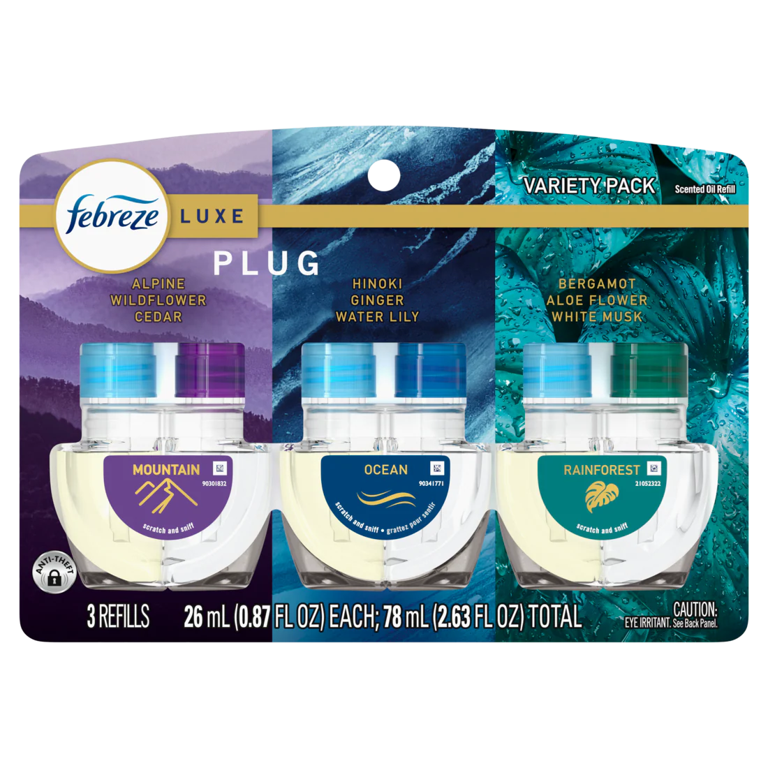 Febreze Plug In Air Freshener Odor-Fighting Scented Oil Refill Elemental Mix 3 Refill - (3x0.87)oz/6pk