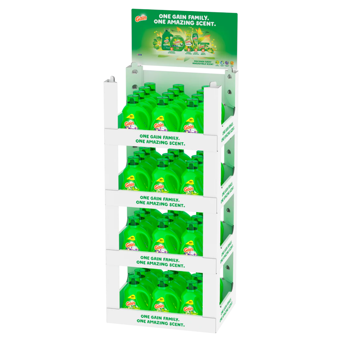 Gain HE Compatible Liquid Laundry Detergent Display ( Aroma Boost Original 46oz/24ct , Odor Defense Super Fresh Blast 46oz/24ct ) - 48 pk