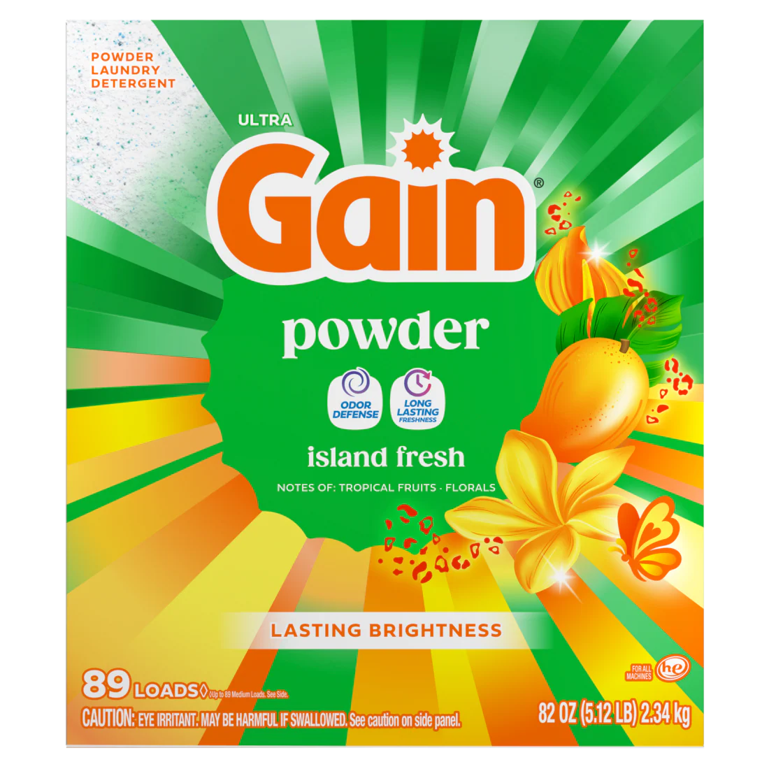 Gain Powder Laundry Detergent Island Fresh Scent 89 Loads - 82oz/3pk