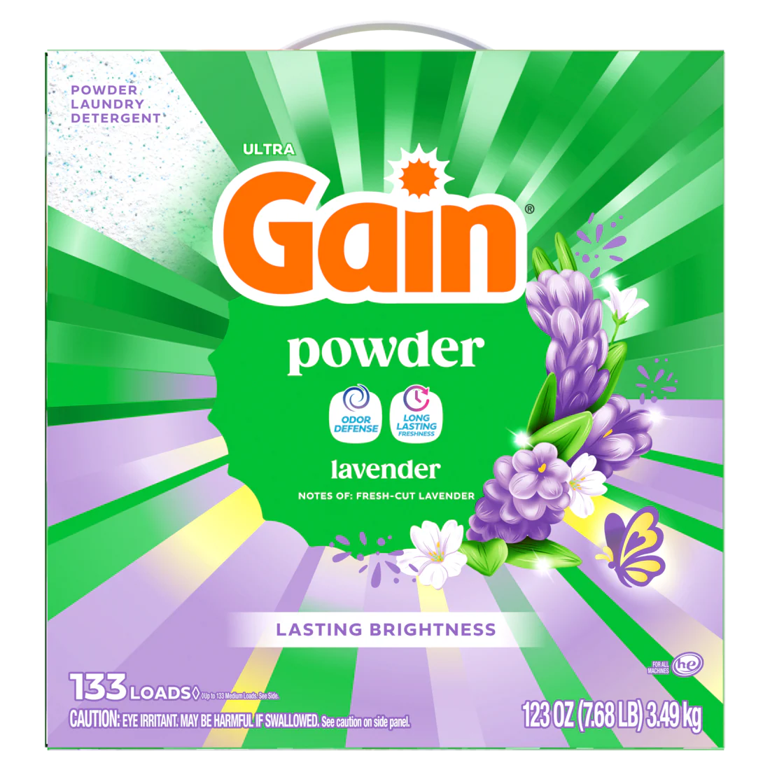 Gain Powder Laundry Detergent Lavender Scent 133 Loads - 123oz/2pk