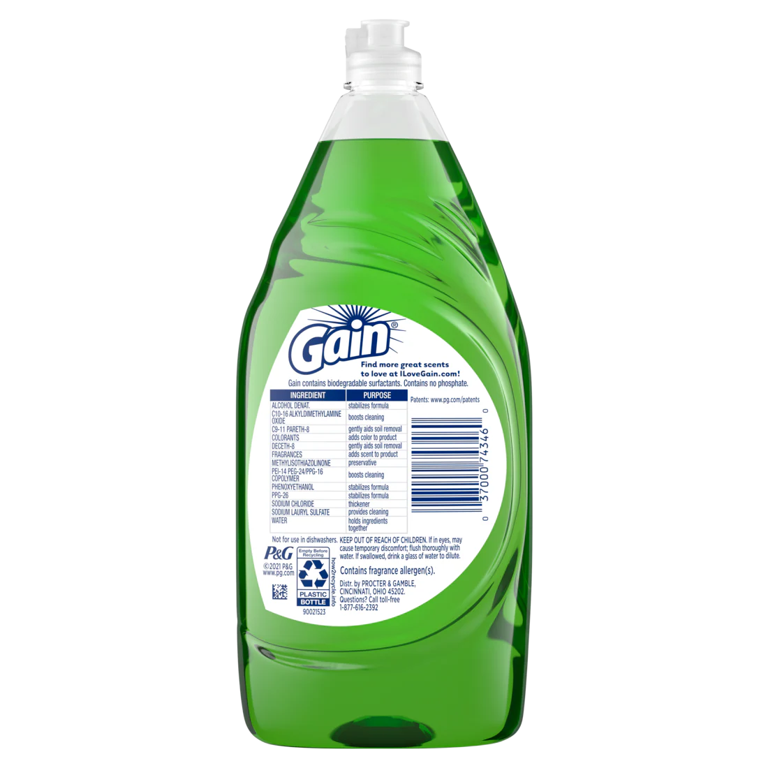 Gain Ultra Liquid Dish Soap Dishwashing Liquid Bleach Alternative Honey Berry Hula - 38oz/8pk - Image 2