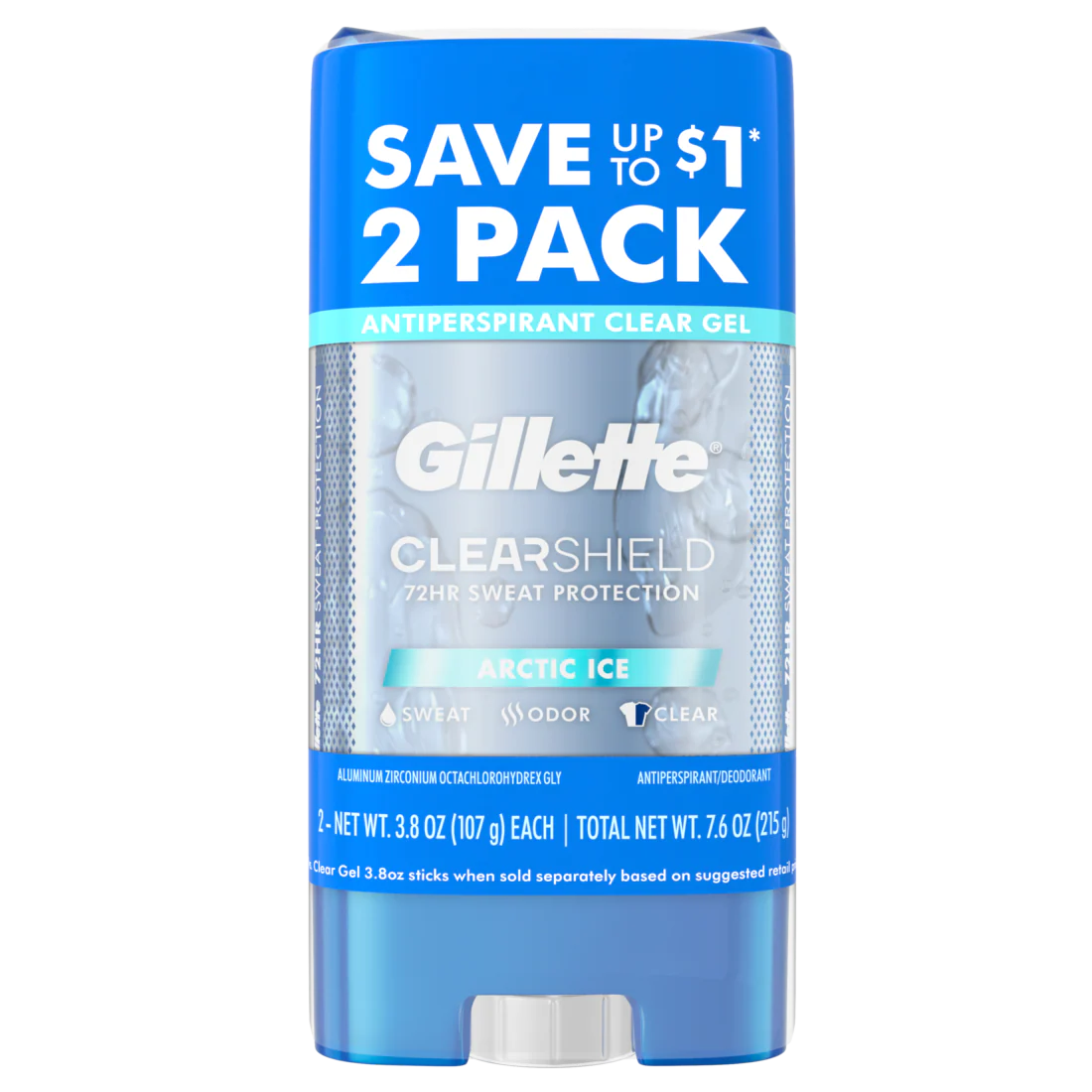 Gillette Clear Gel Antiperspirant And Deodorant For Men Artic Ice Scent Twin Pack - (2x3.8)oz/6pk
