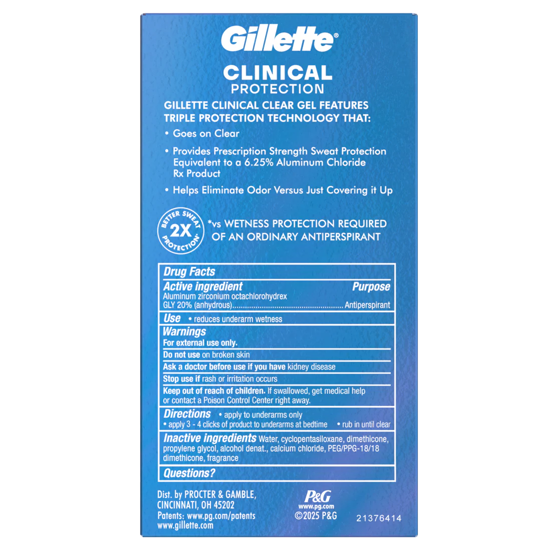 Gillette Clinical Protection Clear Gel Antiperspirant And Deodorant For Men Cool Wave Scent - 1.6oz/12pk - Image 2