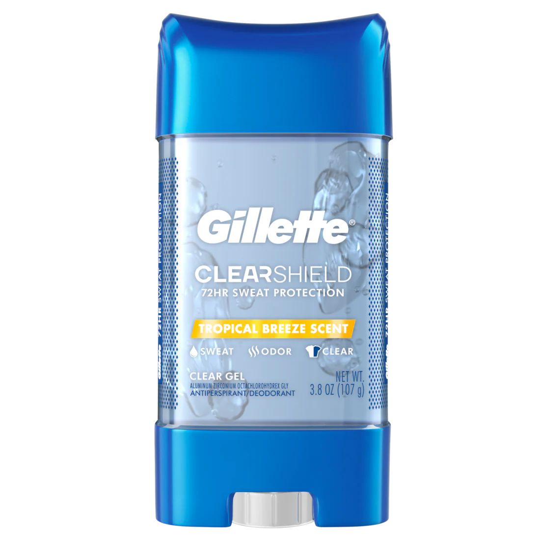 Gillette Clear Gel Antiperspirant And Deodorant For Men Tropical Breeze Scent - 3.8oz/12pk