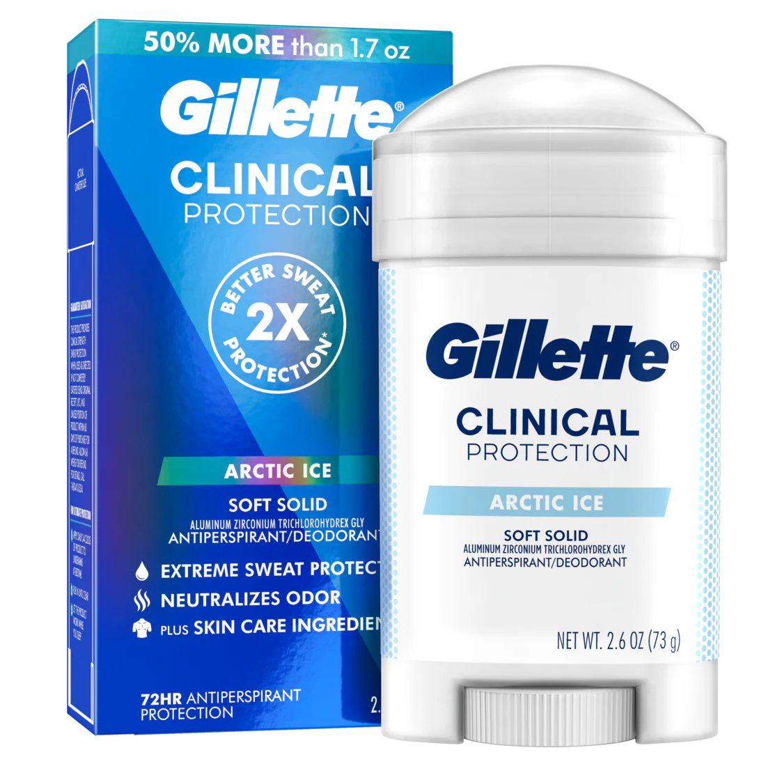 Gillette Clinical Protection Soft Solid Antiperspirant And Deodorant For Men Arctic Ice Scent - 2.6oz/12pk
