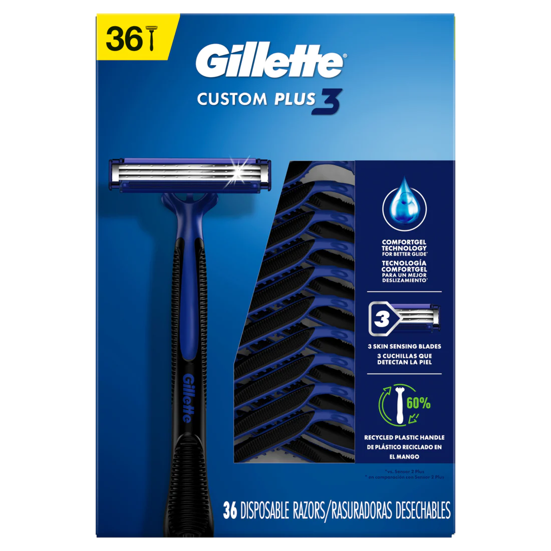 Gillette CustomPlus 3 Disposable Razors - 36ct/300pk