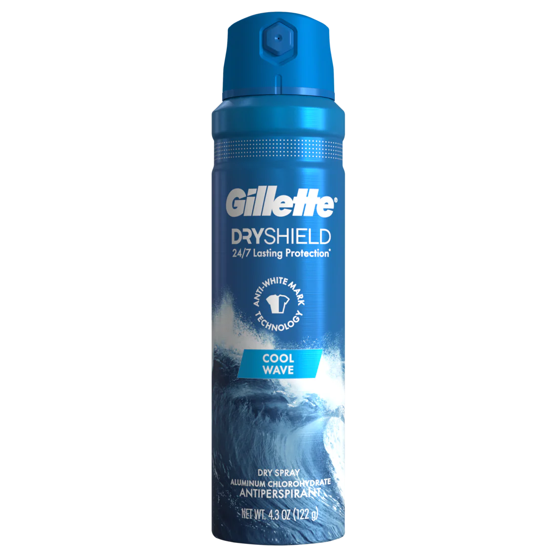 Gillette Dry Spray Antiperspirant And Deodorant For Men Cool Wave - 4.3oz/12pk