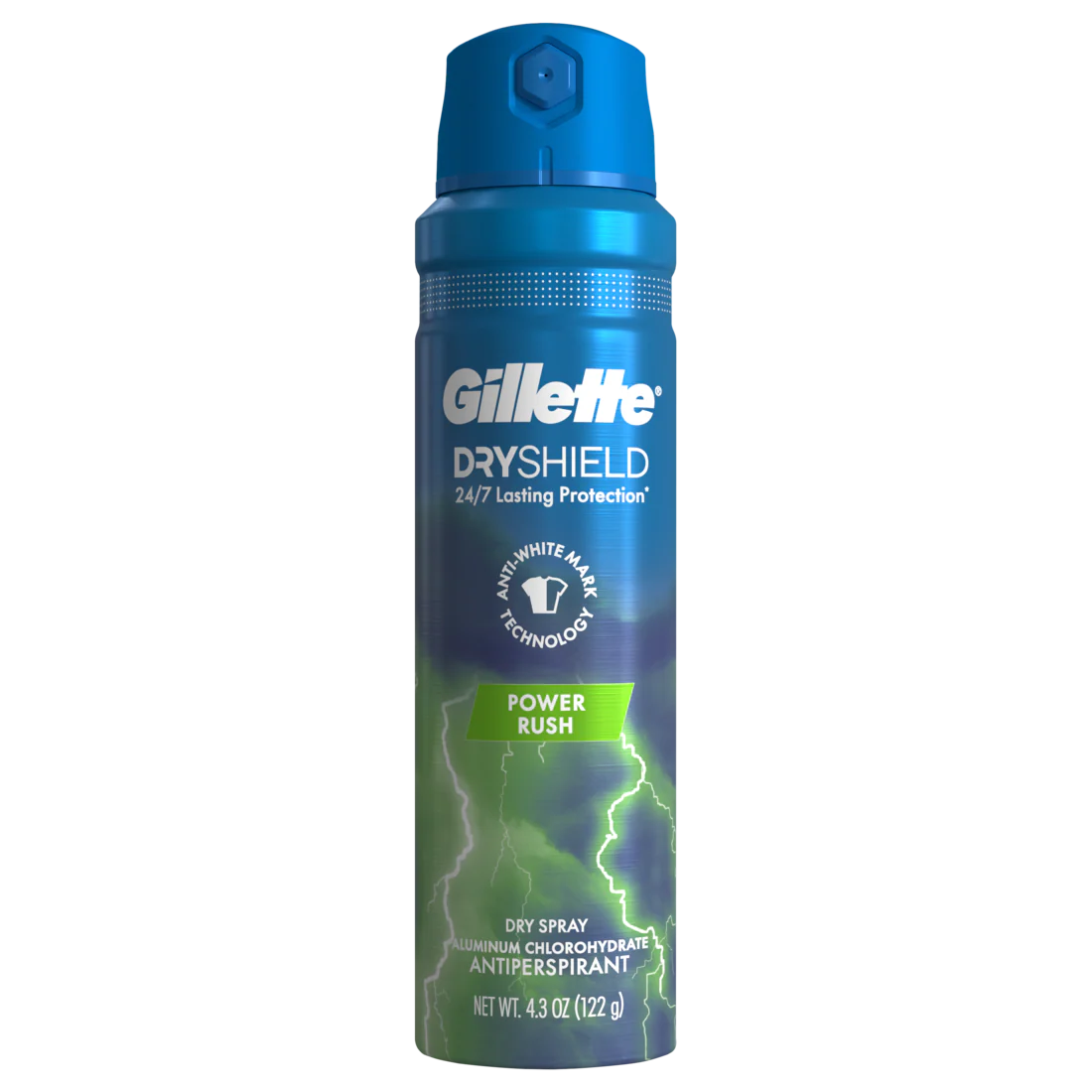 Gillette Dry Spray Antiperspirant and Deodorant for Men Power Rush - 4.3oz/12pk