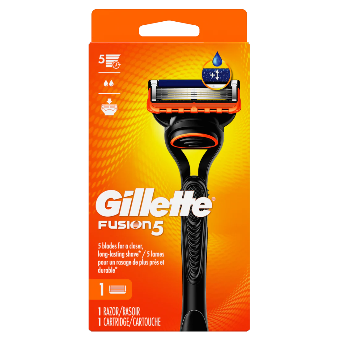 Gillette Fusion5 Shaving Razor For Men 1 Razor Handle 1 Razor Blade Refill With Larger Lubrication Strip And Precision Trimmer For Men - 1set/6pk