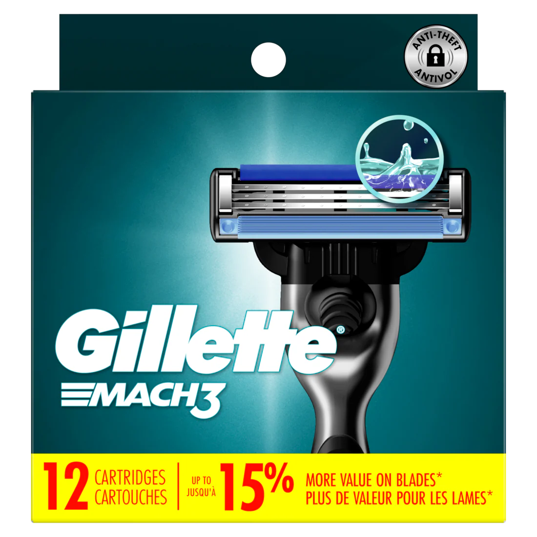 Gillette Mach3 Razor Blade Refills Razor Cartridges Razor Refills For Men With Lubrication Strip 3-Blade Razor Blades For Close Shave - 12ct/6pk