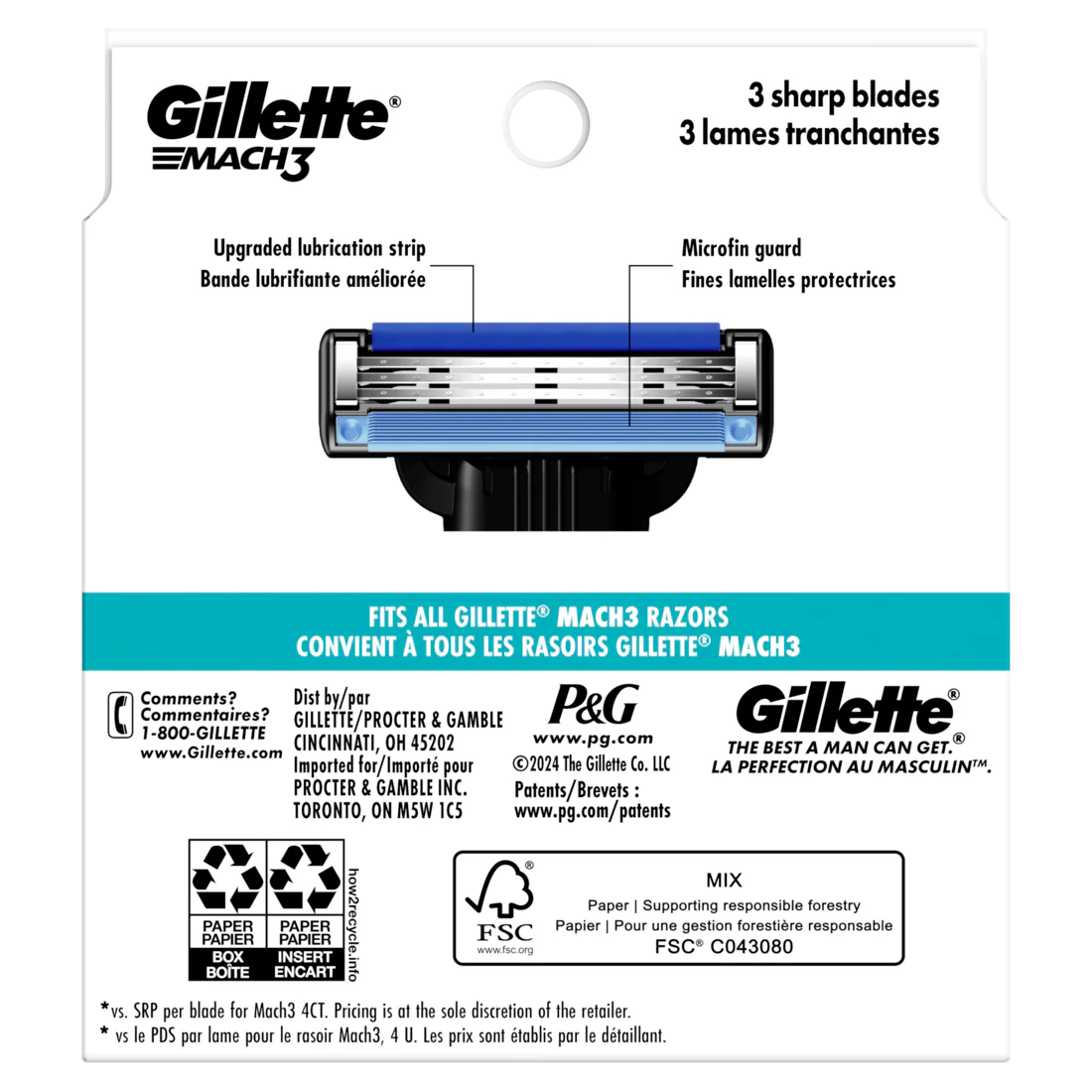 Gillette Mach3 Razor Blade Refills Razor Cartridges Razor Refills For Men With Lubrication Strip 3-Blade Razor Blades For Close Shave - 12ct/6pk - Image 2