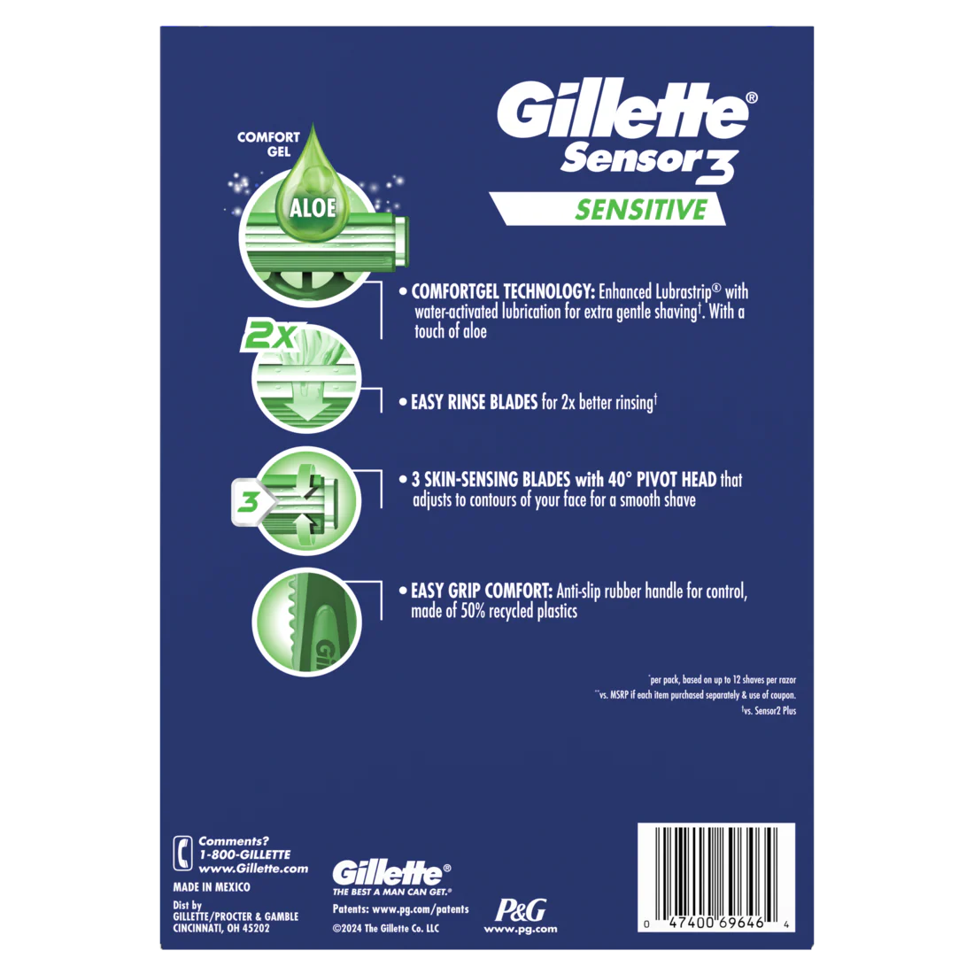 Gillette Sensor3 Sensitive Men's Disposable Razor - 9ct/6pk - Image 2